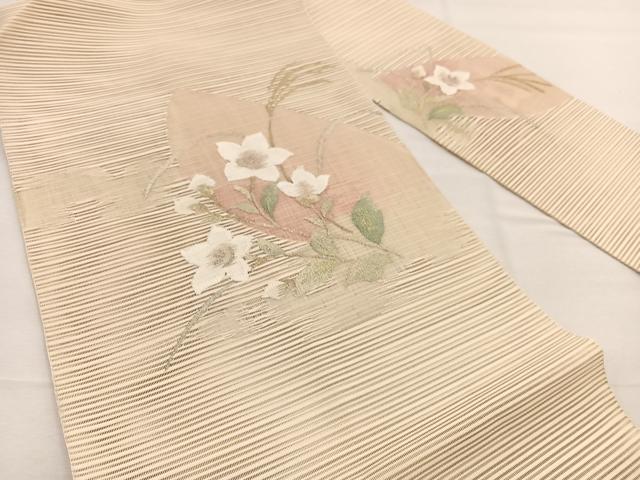 平和屋着物*夏物 八寸名古屋帯 絽綴れ 桔梗 金銀糸 正絹 逸品 BAAX7584hv