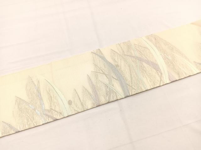 平和屋着物*夏物 九寸名古屋帯 露芝文 銀糸 正絹 逸品 BAAX7601hv