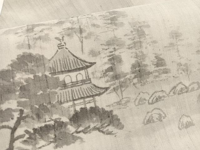 平和屋着物*夏物 九寸名古屋帯 作家物 手描き 風景文 正絹 逸品 BAAX7603hv