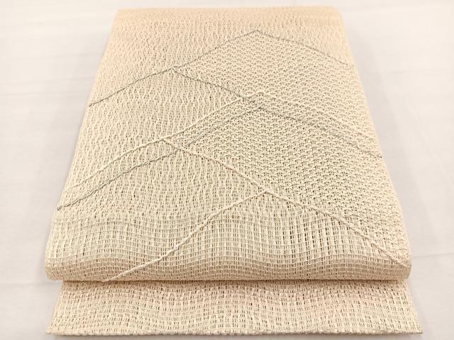 平和屋着物*夏物 八寸名古屋帯 変わり菱文 銀糸 正絹 逸品 BAAX7608hv