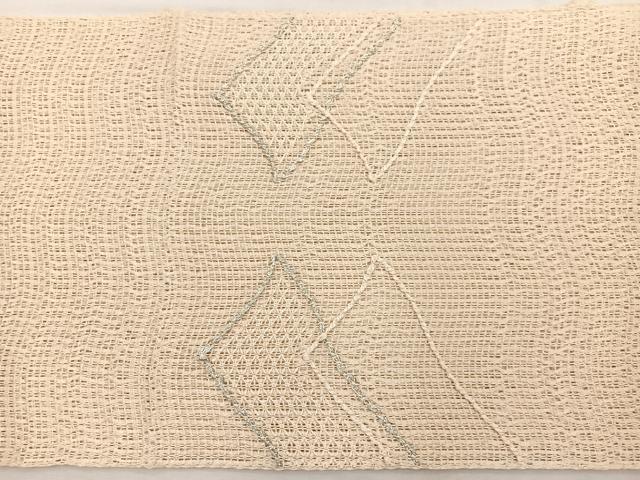 平和屋着物*夏物 八寸名古屋帯 変わり菱文 銀糸 正絹 逸品 BAAX7608hv
