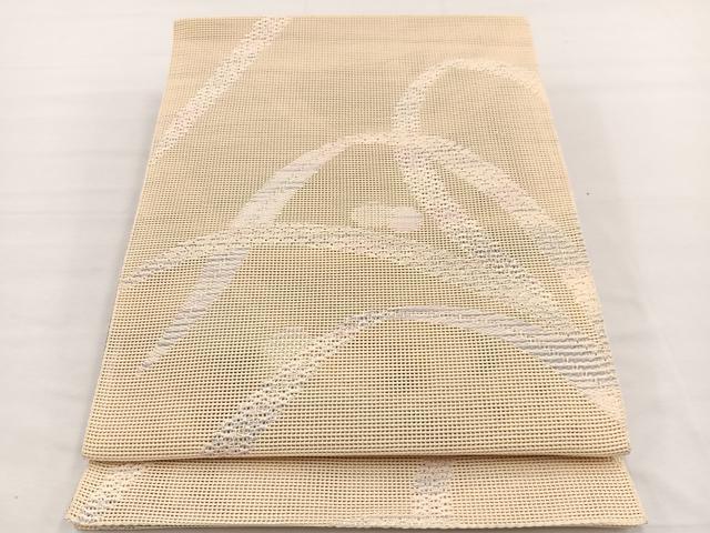 平和屋着物*夏物 八寸名古屋帯 草葉文 正絹 逸品 未使用 BAAX7610hv
