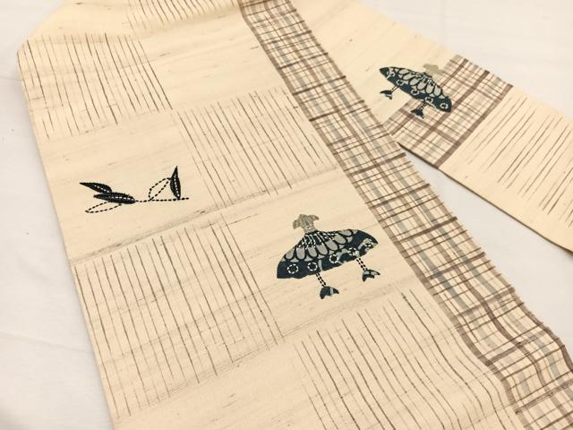 平和屋着物*夏物 九寸名古屋帯 刺し子 パッチワーク 隠れ笠 正絹 逸品 BAAX7612hv