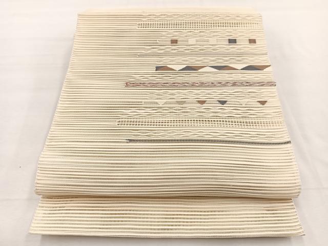 平和屋着物*夏物 八寸名古屋帯 絽綴れ 横段文 金糸 正絹 逸品 BAAX7614hv