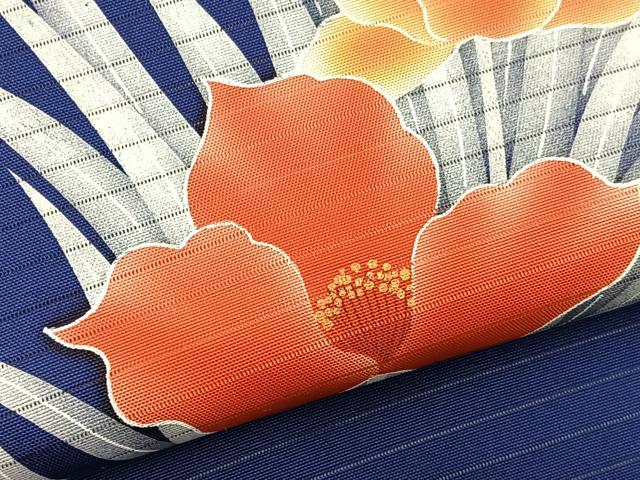 平和屋着物*夏物 絽塩瀬 太鼓柄袋帯 草花文 正絹 逸品 BAAX7619hv