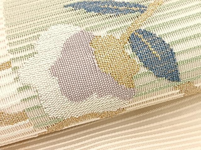 平和屋着物*夏物 八寸名古屋帯 絽綴れ 流水花文 金銀糸 正絹 逸品 BAAX7621hv
