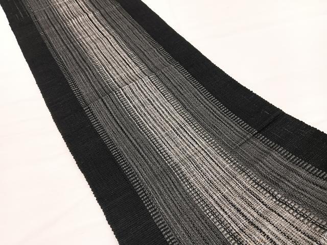 平和屋着物*夏物 八寸名古屋帯 間道 黒地 正絹 逸品 BAAX7622hv