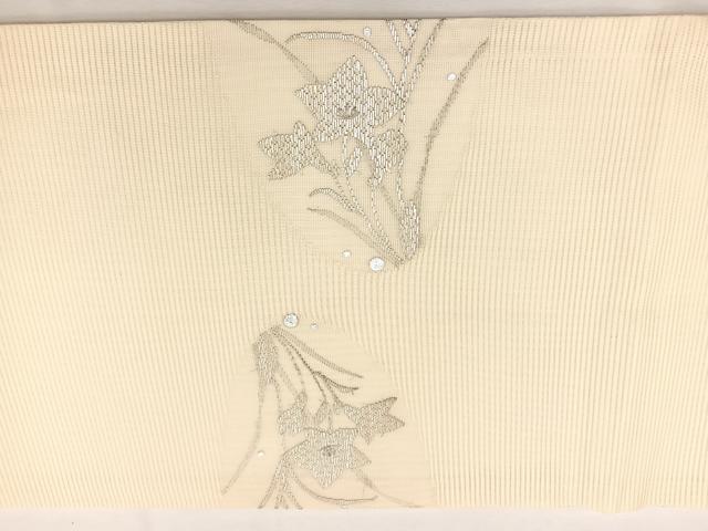 平和屋着物*夏物 九寸開き名古屋帯 桔梗 銀彩 正絹 逸品 BAAX7626hv