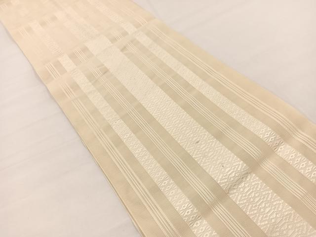 平和屋着物*夏物 本場筑前博多織 八寸名古屋帯 紗献上 鳥の子色 正絹 逸品 BAAX7627hv