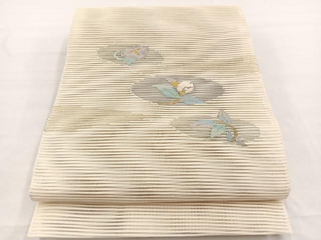 平和屋着物*夏物 八寸名古屋帯 絽綴れ 草花文 金銀糸 正絹 逸品 BAAX7632hv