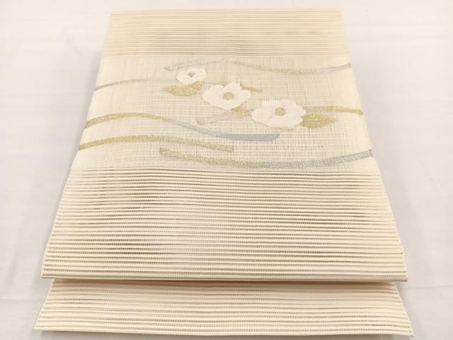 平和屋着物*夏物 八寸名古屋帯 絽綴れ 椿 金銀糸 正絹 逸品 BAAX7634hv