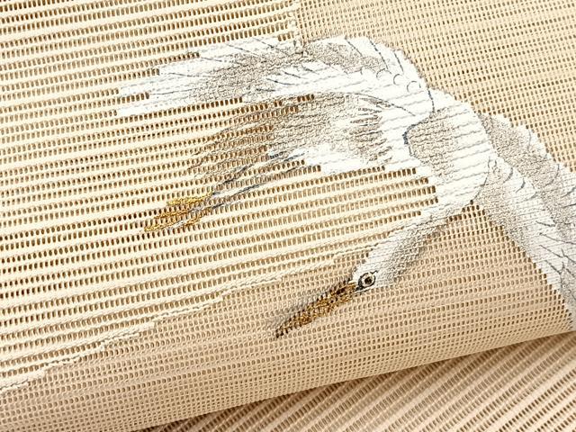 平和屋着物*夏物 八寸名古屋帯 絽綴れ 作家物 手描き 立波飛鳥文 金銀彩 正絹 逸品 BAAX7646hv