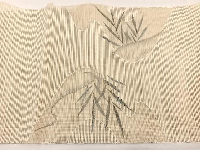 平和屋着物*夏物 八寸名古屋帯 絽綴れ 作家物 手描き 立波飛鳥文 金銀彩 正絹 逸品 BAAX7646hv