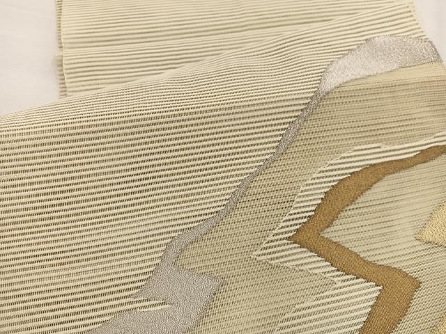 平和屋着物*夏物 八寸名古屋帯 絽綴れ 変わり松皮菱文 金銀糸 正絹 逸品 BAAX7656hv
