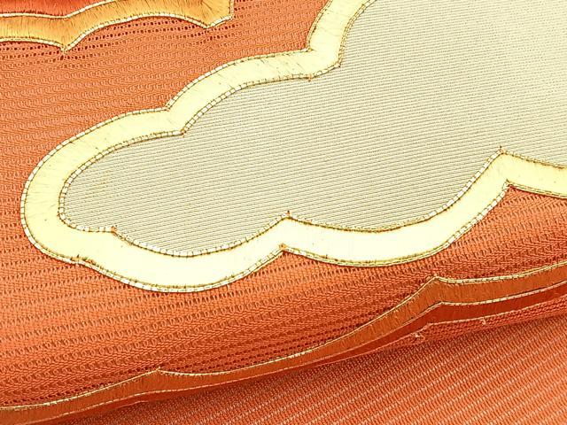 平和屋着物*夏物 九寸名古屋帯 総駒刺繍 雲重ね文 金糸 正絹 逸品 BAAX7658hv