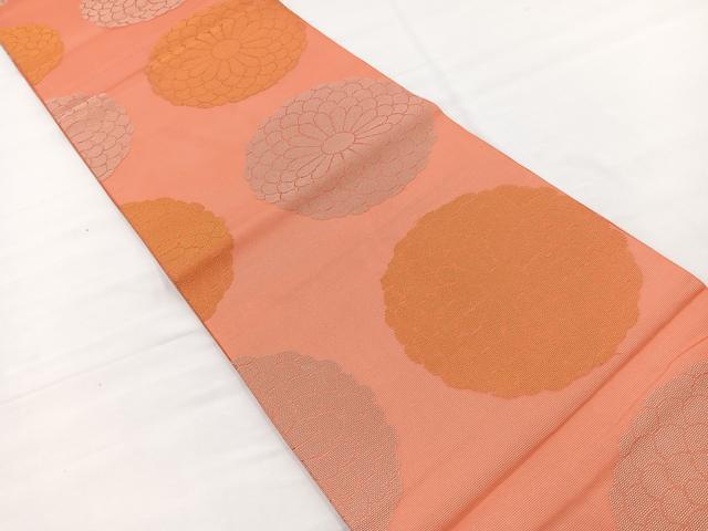平和屋着物*織物一筋名門 織悦 夏物 九寸開き名古屋帯 菊 金銀糸 正絹 逸品 未使用 BAAX7663hv