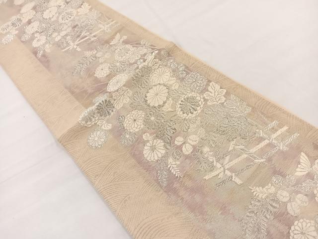 平和屋着物*夏物 六通柄 京袋帯 唐織 秋草文 銀糸 正絹 逸品 BAAX7664hv