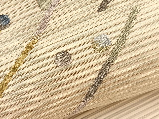 平和屋着物*夏物 八寸名古屋帯 絽綴れ 幾何学文様 金銀糸 正絹 逸品 BAAX7673hv