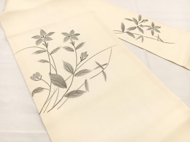 平和屋着物*夏物 九寸名古屋帯 手描き 桔梗 正絹 逸品 BAAX7685hv