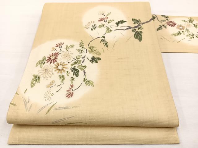 平和屋着物*夏物 九寸名古屋帯 枝花文 金銀彩 正絹 逸品 BAAX7691hv