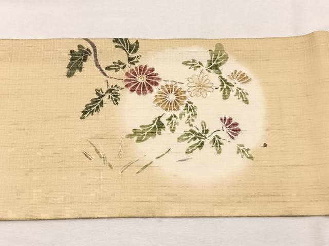 平和屋着物*夏物 九寸名古屋帯 枝花文 金銀彩 正絹 逸品 BAAX7691hv