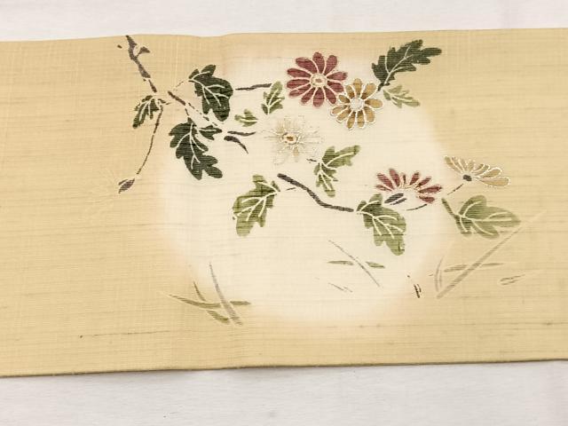 平和屋着物*夏物 九寸名古屋帯 枝花文 金銀彩 正絹 逸品 BAAX7691hv
