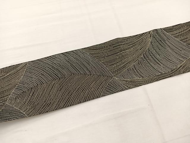 平和屋着物*夏物 八寸名古屋帯 流線文 黒地 金銀糸 正絹 逸品 BAAX7695hv