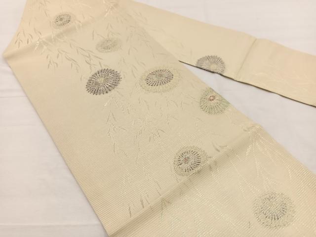 平和屋着物*夏物 九寸名古屋帯 番傘枝垂れ柳文 金糸 正絹 逸品 BAAX7701hv