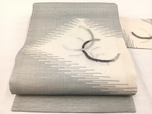 平和屋着物*夏物 九寸名古屋帯 すくい織 抽象文様 金銀糸 正絹 逸品 BAAX7703hv