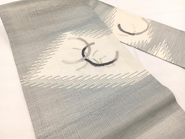 平和屋着物*夏物 九寸名古屋帯 すくい織 抽象文様 金銀糸 正絹 逸品 BAAX7703hv