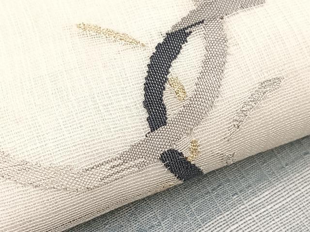 平和屋着物*夏物 九寸名古屋帯 すくい織 抽象文様 金銀糸 正絹 逸品 BAAX7703hv