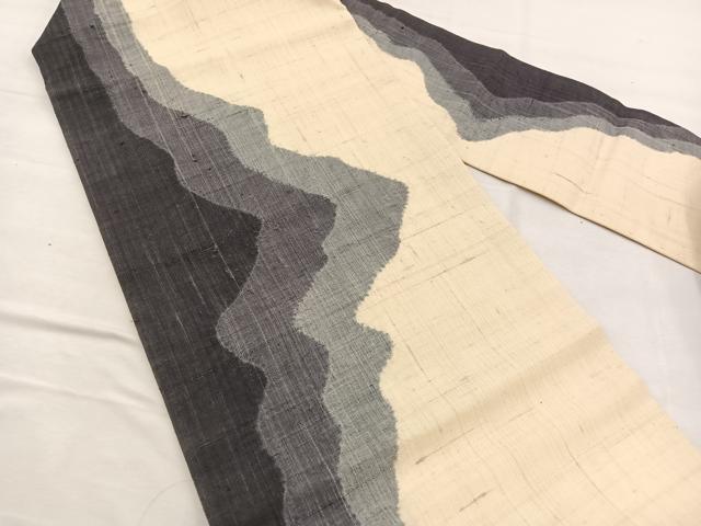 平和屋着物▽九寸名古屋帯 スリーシーズン 春夏秋 紬地 絞り 抽象文様 正絹 逸品 BAAX7713hv