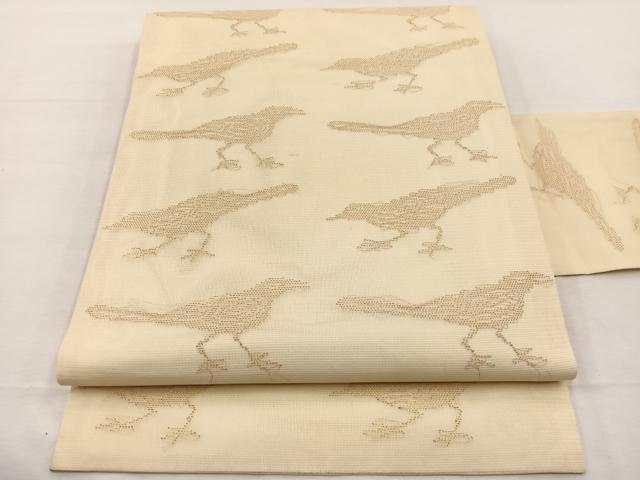 平和屋着物*夏物 九寸名古屋帯 鳥 金糸 西武百貨店扱い 正絹 逸品 BAAX7716hv