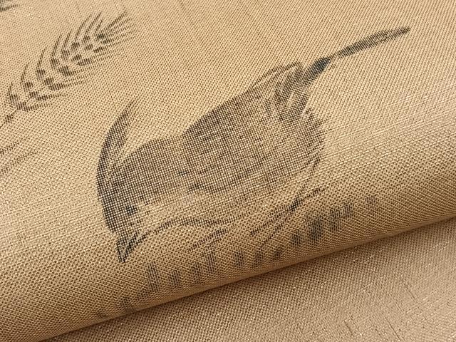 平和屋着物*夏物 九寸名古屋帯 作家物 手描き 稲穂に鳥 銀通し地 正絹 逸品 BAAX7722hv