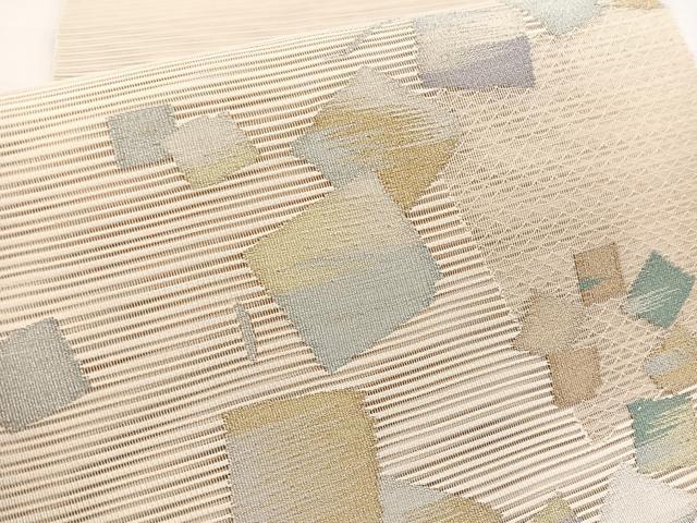 平和屋着物*夏物 八寸名古屋帯 絽綴れ 色紙文様 金銀糸 正絹 逸品 BAAX7728hv