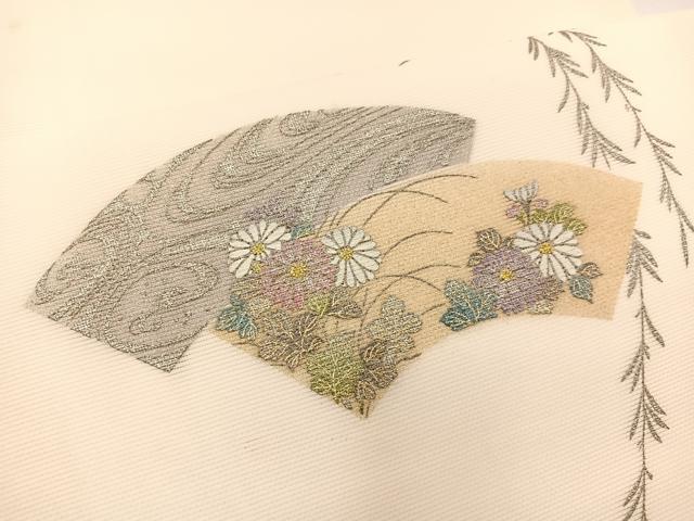 平和屋着物*夏物 九寸開き名古屋帯 地紙花文 金銀彩 正絹 逸品 BAAX7735hv