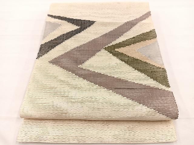 平和屋着物*夏物 八寸名古屋帯 幾何学文様 正絹 逸品 BAAX7745hv
