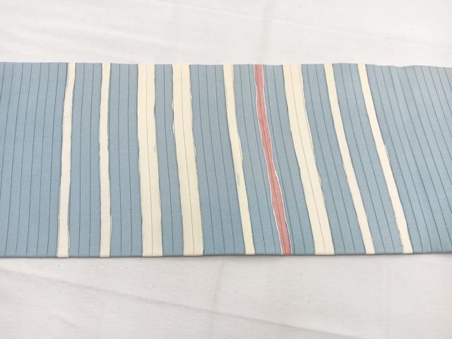平和屋着物*夏物 絽塩瀬 九寸名古屋帯 間道 ろうけつ染め 正絹 逸品 BAAX7751hv