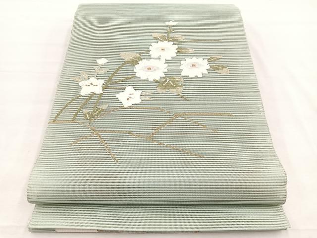 平和屋着物*夏物 八寸名古屋帯 絽綴れ 草花文 金糸 正絹 逸品 BAAX7755hv