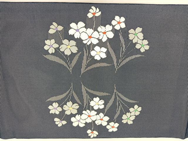 平和屋着物*夏物 九寸開き名古屋帯 唐織 草花文 銀糸 正絹 逸品 BAAX7767hv