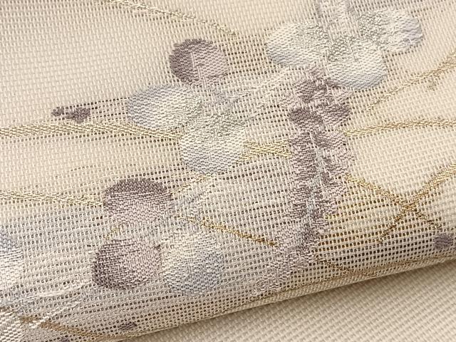 平和屋着物*夏物 九寸開き名古屋帯 草葉文 金銀糸 正絹 逸品 BAAX7768hv