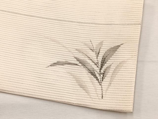 平和屋着物*夏物 九寸名古屋帯 作家物 手描き 刺繍 枝花文 銀彩 正絹 逸品 BAAX7769hv