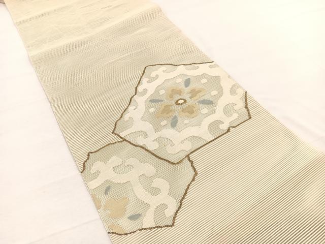 平和屋着物*夏物 八寸名古屋帯 絽綴れ 飾花文 金糸 正絹 逸品 BAAX7774hv