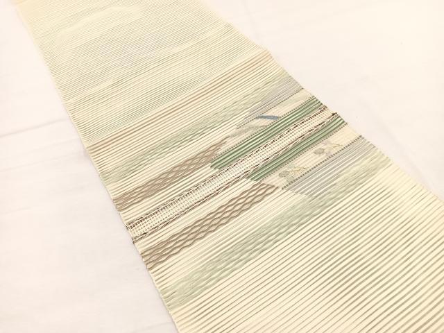 平和屋着物*夏物 八寸名古屋帯 絽綴れ 横段草葉文 金銀糸 正絹 逸品 BAAX7776hv