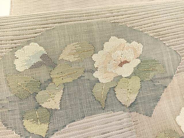 平和屋着物*夏物 八寸名古屋帯 絽綴れ 地紙牡丹文 金銀糸 正絹 逸品 BAAX7780hv