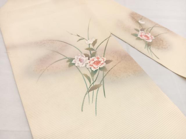 平和屋着物*夏物 九寸名古屋帯 刺繍 草花文 金彩 正絹 逸品 BAAX7784hv