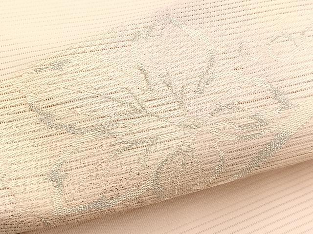 平和屋着物*夏物 九寸名古屋帯 葡萄蔦の葉文 銀糸 正絹 逸品 BAAX7792hv
