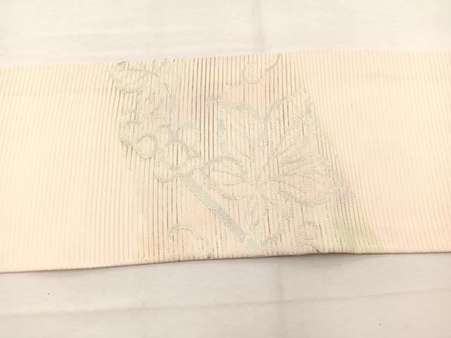 平和屋着物*夏物 九寸名古屋帯 葡萄蔦の葉文 銀糸 正絹 逸品 BAAX7792hv