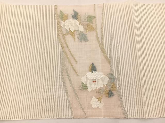 平和屋着物*夏物 八寸名古屋帯 絽綴れ 牡丹 金銀糸 正絹 逸品 BAAX7793hv