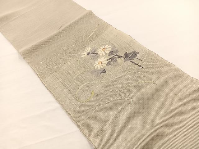 平和屋着物*夏物 八寸名古屋帯 すくい織 枝花文 金銀糸 正絹 逸品 BAAX7797hv